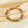 Vintage Gold Stainless Steel Chain Link Bracelet for Women โ Retro Elegant Jewelry - Image 3