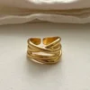 Sterling Rings for Women Fashion Geometric Handmade Irregular Interware Gold Ring - Image 4