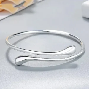 Sterling Silver Bracelets for Women fine Water droplets bangles lady Fashion Wedding Party Christmas Gift Jewelry