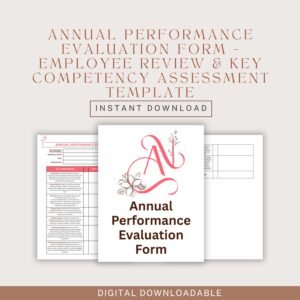 Annual Performance Evaluation Form – Employee Review and Key Competency Assessment Template - Performance Rating & Management Review
