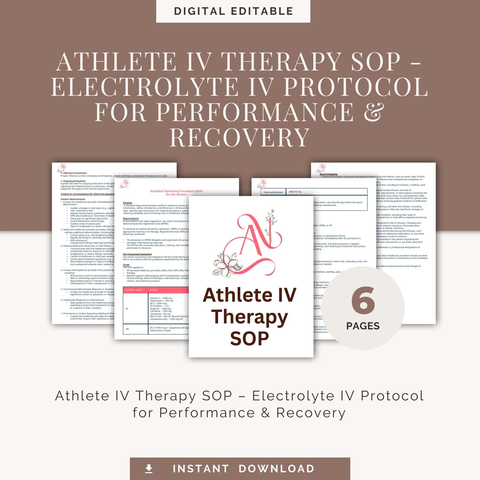 Athlete IV Therapy SOPs - Electrolyte IV Protocol for Performance and Recovery - Athletic IV Drip Guide - Clinical Reference