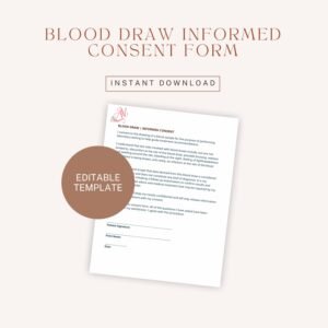 Blood Draw Informed Consent Form - Venipuncture Consent Template - Laboratory Testing Authorization - Clinical Medical PDF
