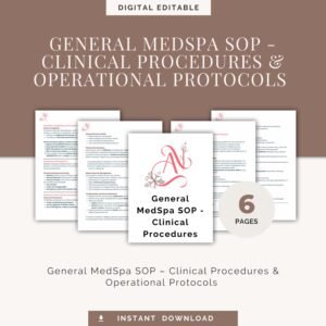General MedSpa SOP - Clinical Procedures and Operational Protocols - Compliance, Safety and Patient Care Standards - Medical Reference PDF