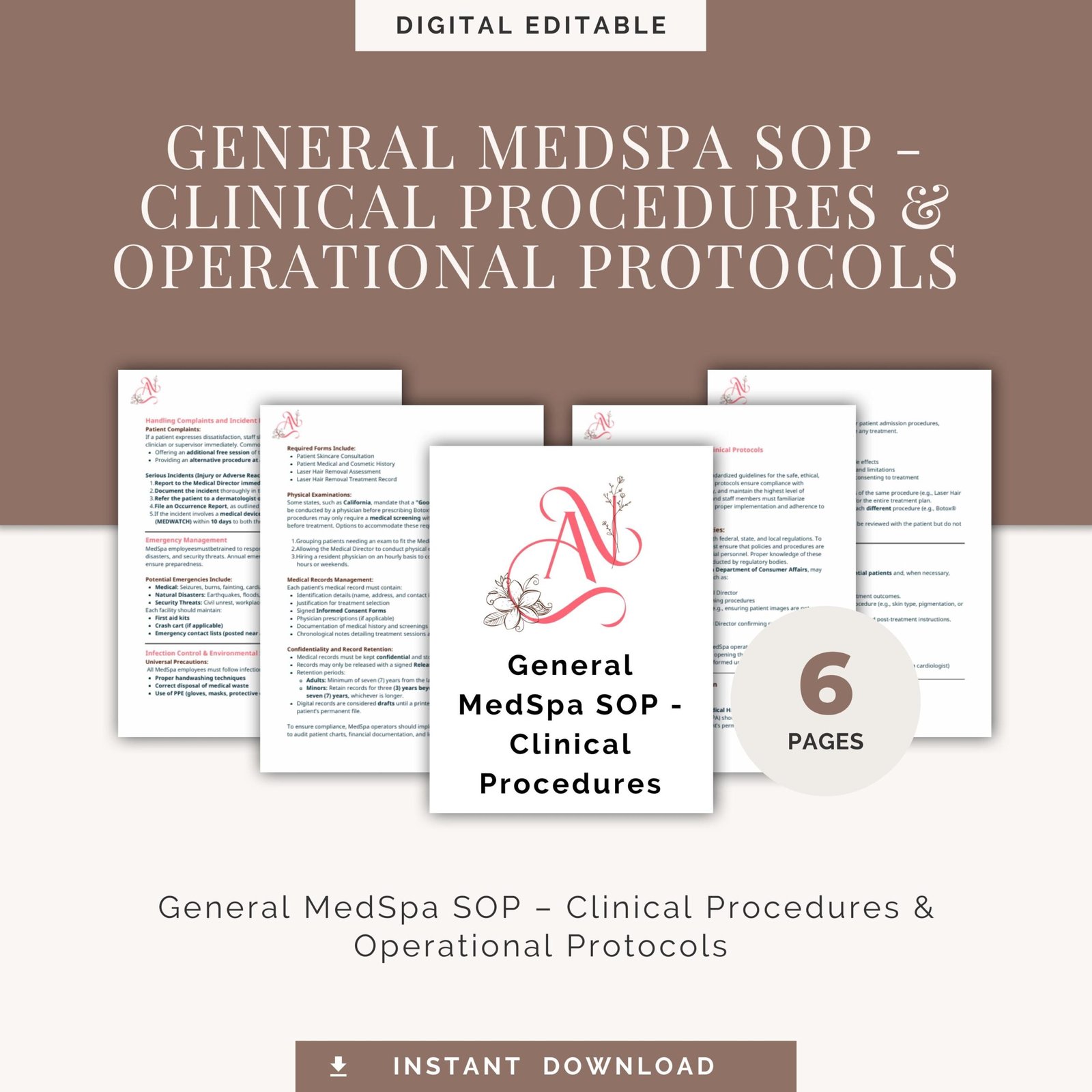 General MedSpa SOP - Clinical Procedures and Operational Protocols - Compliance, Safety and Patient Care Standards - Medical Reference PDF