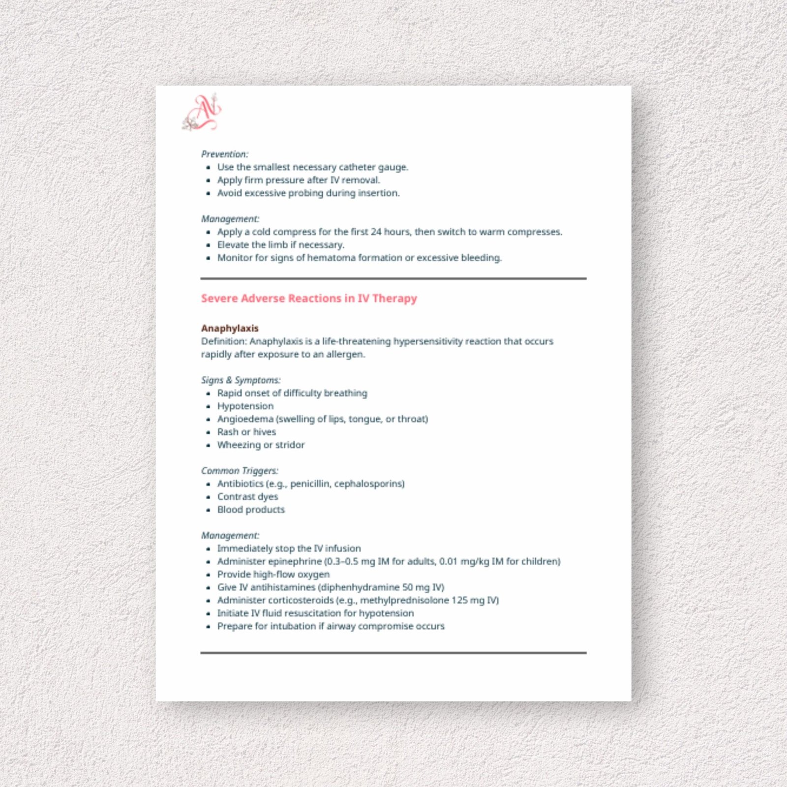 IV Therapy Adverse Reactions Guide - Identification and Management Chart for IV Infusions - Infiltration, Extravasation & Safety Protocols - Image 4