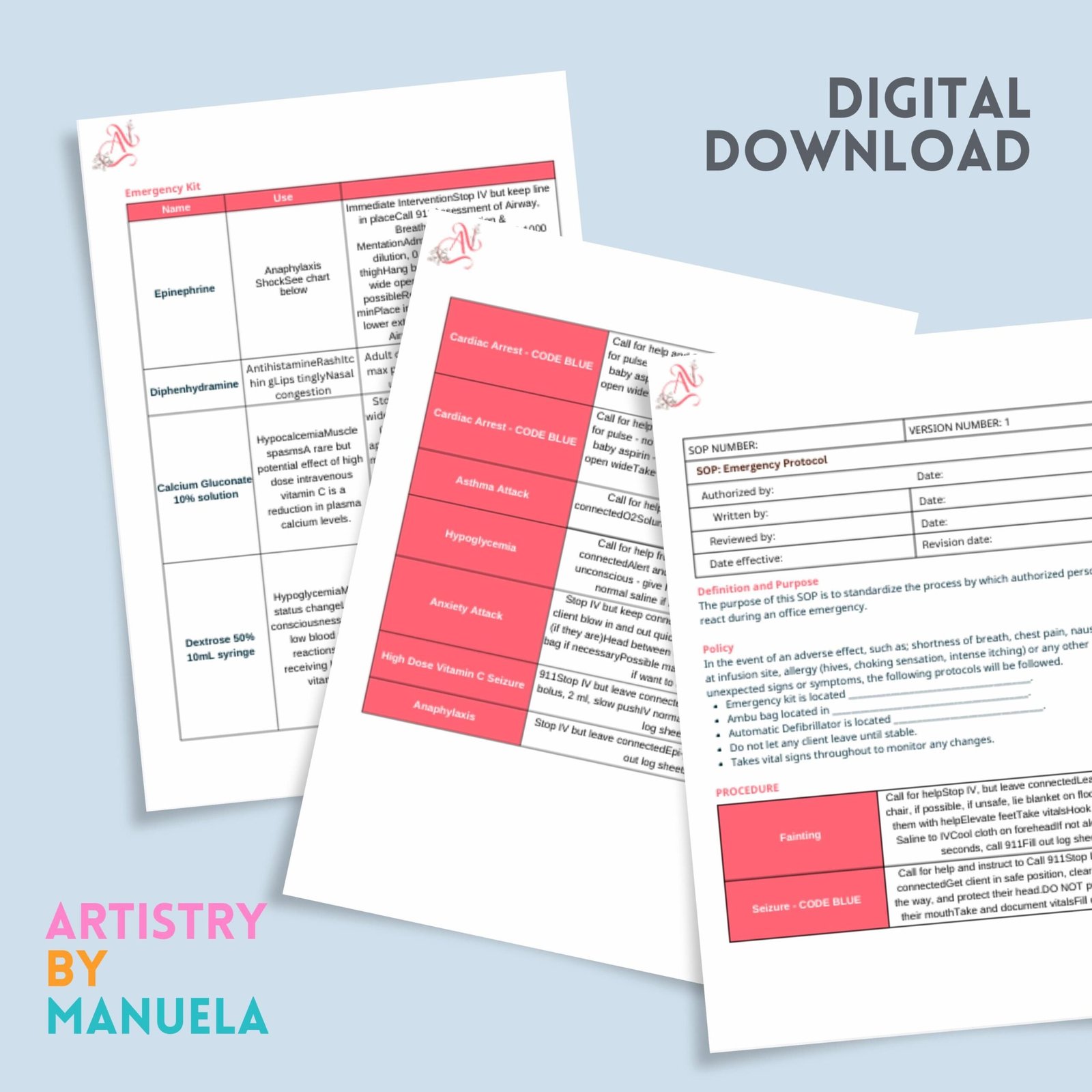IV Therapy Emergency Protocols SOP – Emergency Response and Management Guide for IV Clinics - Anaphylaxis, Cardiac Arrest & Code Blue - Image 3
