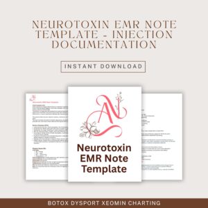 Neurotoxin EMR Note Template – Injection Documentation, Botox Dysport Xeomin Charting, Aesthetic Clinic EMR SOAP